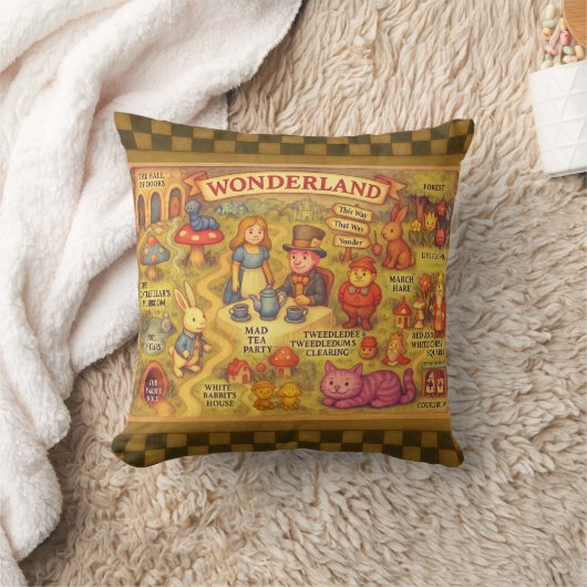Droombeeld Alice Avonturen in Wonderland Kaart Kussen (Deken)