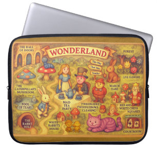 Droombeeld Alice Avonturen in Wonderland Kaart Laptop Sleeve