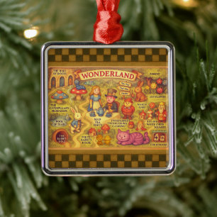 Droombeeld Alice Avonturen in Wonderland Kaart Metalen Ornament