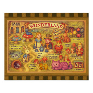 Droombeeld Alice Avonturen in Wonderland Kaart Perfect Poster