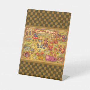 Droombeeld Alice Avonturen in Wonderland Kaart Reclamebord Met Voetstuk