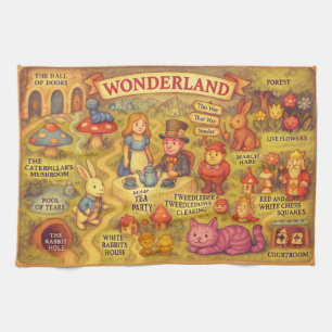Droombeeld Alice Avonturen in Wonderland Kaart Theedoek
