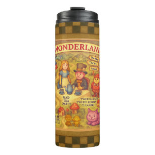 Droombeeld Alice Avonturen in Wonderland Kaart Thermosbeker
