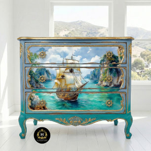 Droombeeld Antieke Zeevaart Piraat Schip Decoupage Tissuepapier