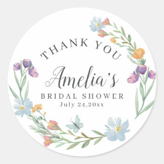Droombeeld Bruidsdouche met Wilde Bloemen Ronde Sticker