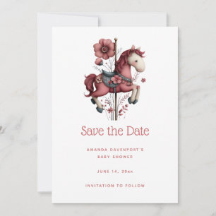 Droombeeld Draaimolen Paard Baby Shower Save The Date