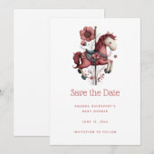 Droombeeld Draaimolen Paard Baby Shower Save The Date (Voorkant / Achterkant)