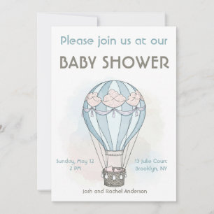 Droombeeld hete luchtballon babyshower uitnodiging