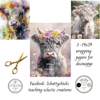 Droombeeld Hoogland Bloemenkroon Decoupage Inpakpapier Vel