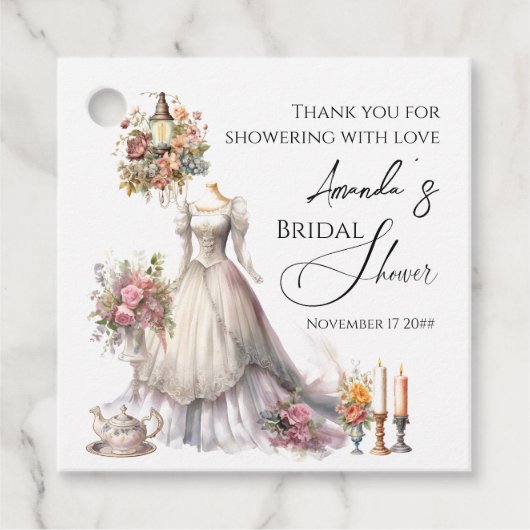 Droombeeld Huwelijksjurk Bruidsmeisjesfeest Bedankjes Labels (Voorkant)