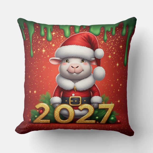 Droombeeld Kerstgeit met Krans & Kerstmannenhoed Kussen (Voorkant)