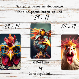 Droombeeld Kip Decoupage Inpakpapier Set-3 Vel