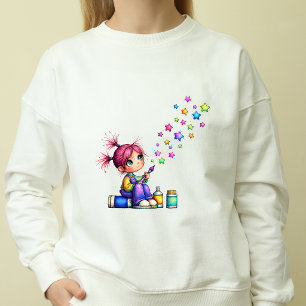 Droombeeld Regenboog Ster Schilder Meisje T-shirt