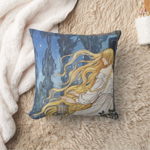Droombeeld Sprookje Antiek Rapunzel Art Nouveau Kussen