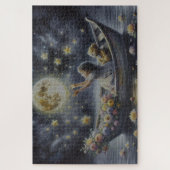 Droombeeld van een grillig meisje op de maan legpuzzel (Verticaal)