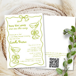 Droombeeld Vies Martinis QR Code Tweeling Baby Sho Kaart