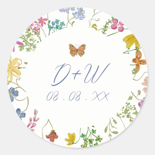 Droombeeld Wilde Bloem Vlinder Persoonlijk Sticker (Voorkant)