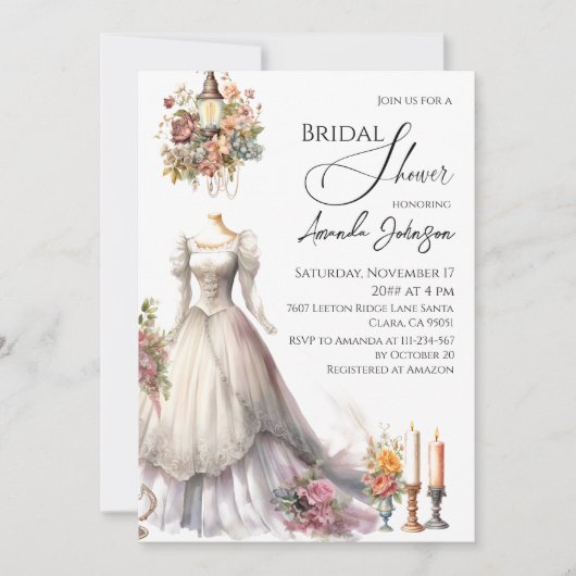 Droombeeldige Victoriaanse Trouwjurk Bruidsdouche Kaart (Voorkant)