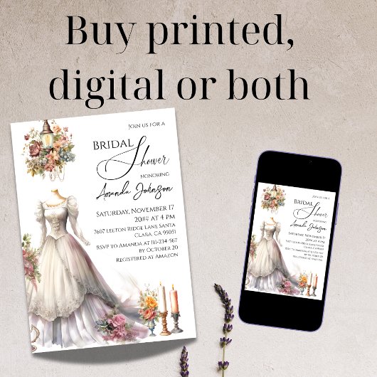 Droombeeldige Victoriaanse Trouwjurk Bruidsdouche Kaart