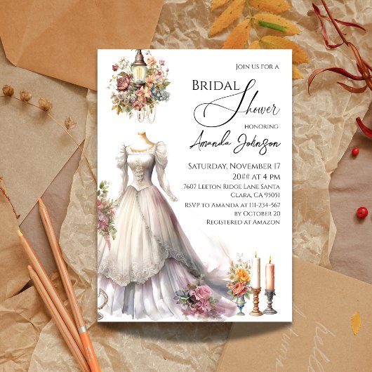 Droombeeldige Victoriaanse Trouwjurk Bruidsdouche Kaart