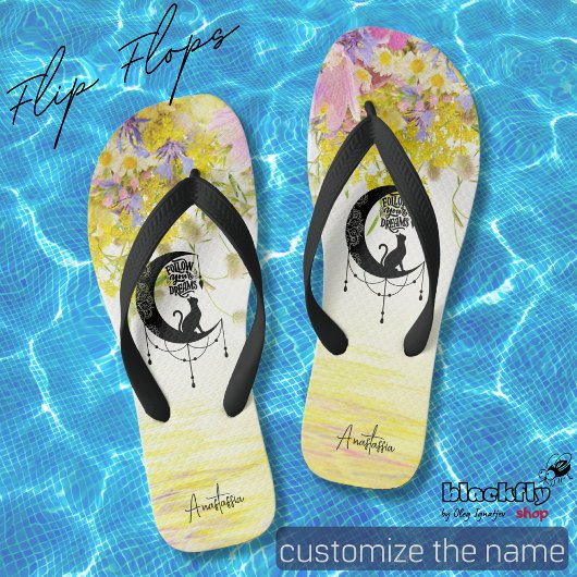 Droombestrijder met kat | Volg je droomstrand Teenslippers