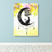 Droombestrijder met kat | Volg uw dromen Canvas Afdruk (Insitu (Houten vloer))