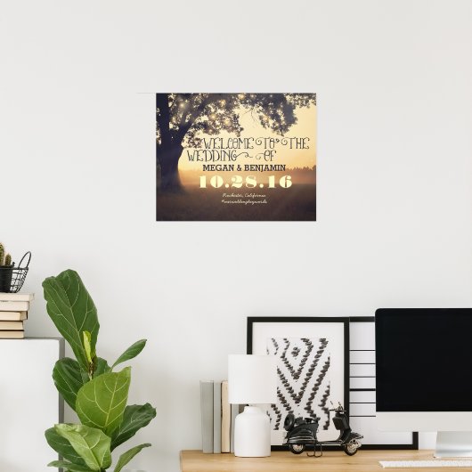 droombijtende boomluiden Welkomstteken bruiloft Poster (Thuiskantoor)