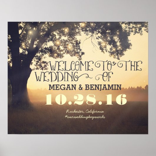 droombijtende boomluiden Welkomstteken bruiloft Poster (Voorkant)