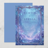 Droomblauw Betoverd Bos Bruiloft Kaart (Voorkant / Achterkant)