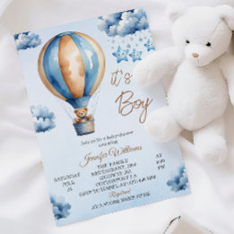 Droomblauwe Heet Luchtballon Baby Jongens Shower Kaart