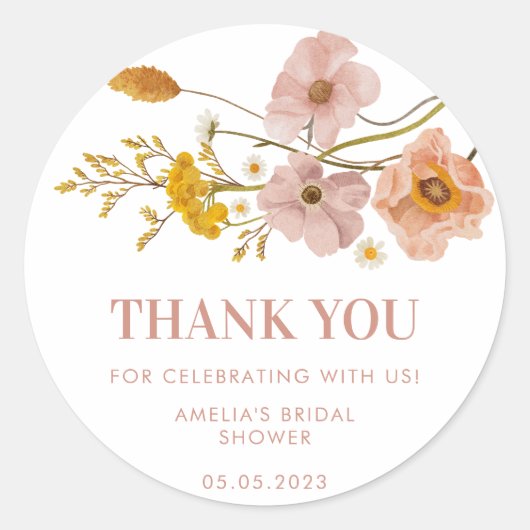 Droombloemen, Boheemse Bloemen Ronde Sticker (Voorkant)