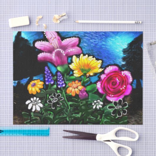 Droombloemen 's Nachts Decoupage Tissuepapier (Craft)