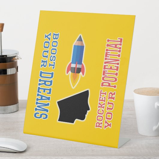 Droombooster en potentiële raket reclamebord met voetstuk (Insitu)