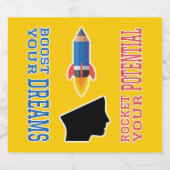 Droombooster en potentiële raket sparkling wijnetiket (Enkel label)