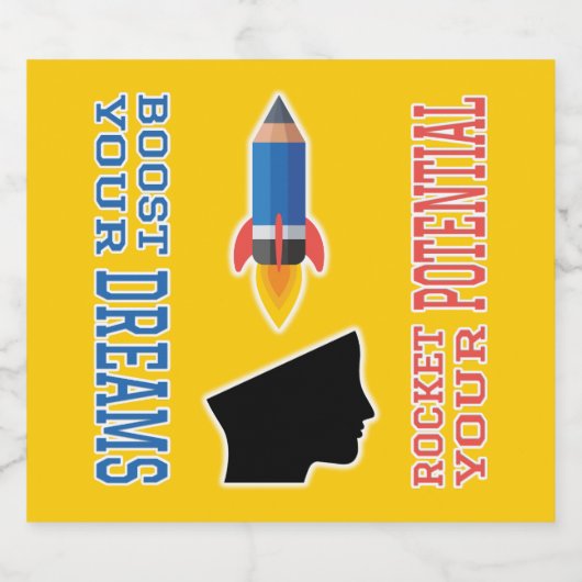 Droombooster en potentiële raket sparkling wijnetiket (Enkel label)