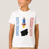 Droombooster en potentiële raket t-shirt (Voorkant)