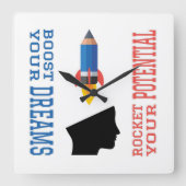 Droombooster en potentiële raket vierkante klok (Voorkant)