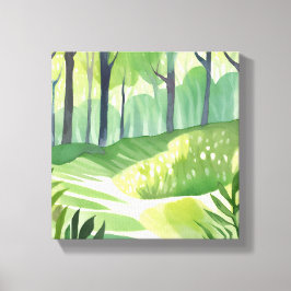 Droombossen | Bos Watercolor Landschap Canvas Afdruk