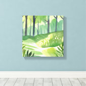 Droombossen | Bos Watercolor Landschap Canvas Afdruk (Insitu (Houten vloer))