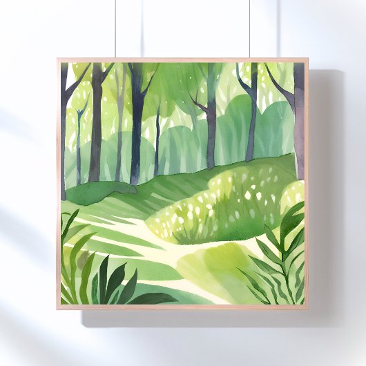 Droombossen | Bos Waterverf Landschap Poster