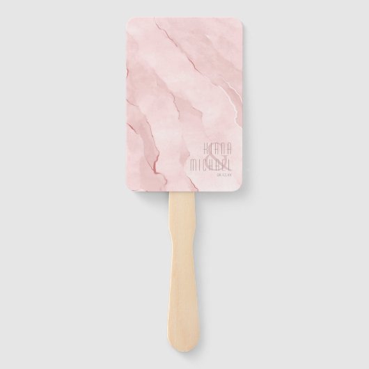 Droombruidsceremonie voor bruiloft Blush Pink-ID81 Handwaaier (Achterkant)