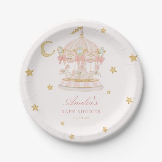 Droomcarrousel Baby Shower Bord (Voorkant)