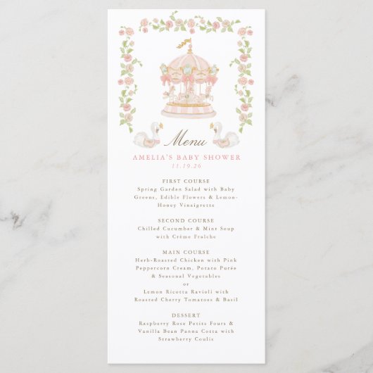 Droomcarrousel Baby Shower Menu (Voorkant)