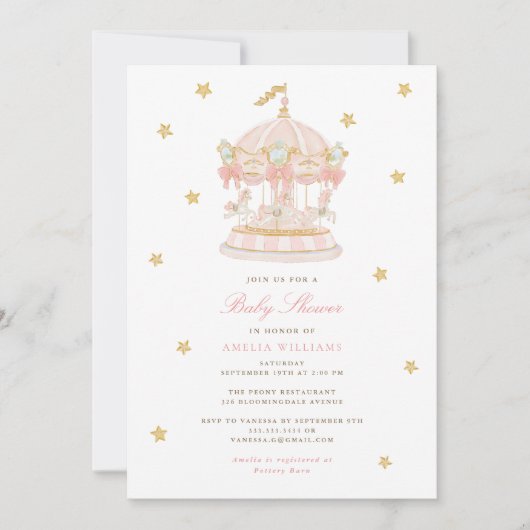 Droomcarrousel Baby Shower Uitnodiging (Voorkant)