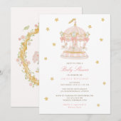 Droomcarrousel Baby Shower Uitnodiging (Voorkant / Achterkant)