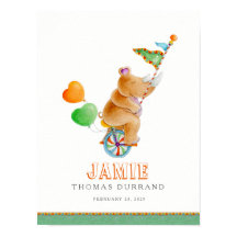 Droomcircus bruine neushoorn op een unicykel kinde