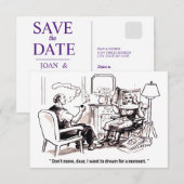Droomdenker, Echtgenoot en Echtgenote, Grappig Save The Date (Voorkant / Achterkant)