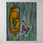 "Droomdeur" Fantasy Butterfly Keyhole Art Poster (Voorkant)