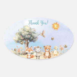 Droomdieren Baby Shower Ovale Sticker