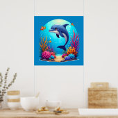Droomdolfijn in Levendig Koraalrif Poster (Keuken)